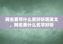 网名要写什么更好听呢英文，网名要什么名字好听