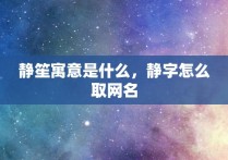 静笙寓意是什么，静字怎么取网名