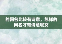 的网名比较有诗意，怎样的网名才有诗意呢女