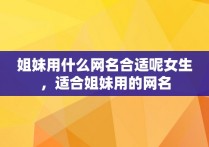 姐妹用什么网名合适呢女生，适合姐妹用的网名