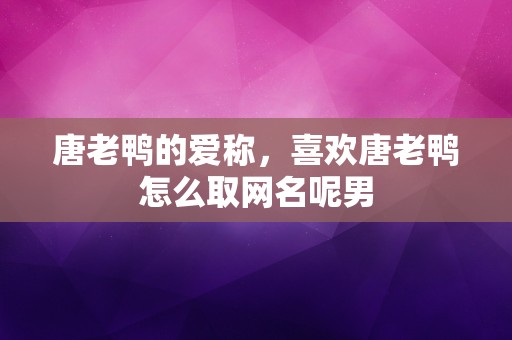 唐老鸭的爱称，喜欢唐老鸭怎么取网名呢男